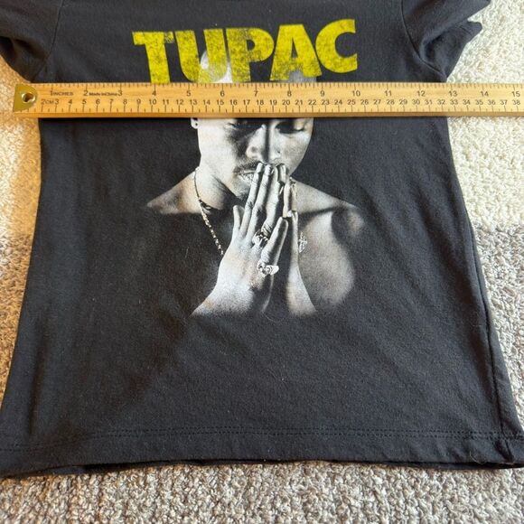 Tupac 2Pac Tee Size 5 T Tee Shirt Black Rapper Hip Hop Graphic T Black crew neck - Picture 5 of 7